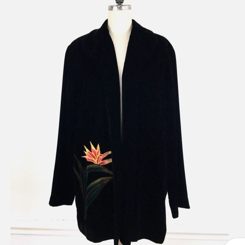 Draper's & Damon's Mid Length Jacket Womens Sz 1X Black Velvet Coat